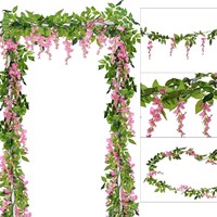 Guirlande de fleurs artificielles Lilisaura en glycine, en soie, pour couvrir les tuyaux, suspendre au plafond, enrouler sur les murs, décoration de la maison, décoration de mariage, 5 pièces