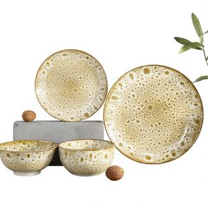 Juego de Vajilla Nórdica Vintage TRESUN de Cerámica con Esmalte Reactivo, Platos y Tazones Aptos para Lavavajillas, Cerámica Premium - Product Image 1