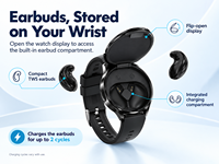 Montre connectée 2 en 1 Custom Logo X10 Pro avec écouteurs TWS intégrés, écran 1,45 pouces 360*360, tracker d'activité, boîtier et bracelet personnalisables
