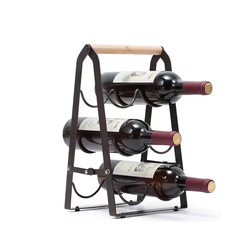 Tabletop Metal Wine Holder Countertop Wine Rack Hold 6 Wine Bottles Perfect for Home Decor & Kitchen Storage Rack Bar