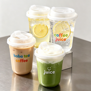 Vaso Transparente de Plástico PET con Tapa de Cúpula y Servilleta, Disponible en Tamaños de 10oz y 32oz, Personalizable para Cafeterías y Bebidas Carbonatadas - Product Image 1