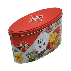 oval shape tin box metal canister for tea