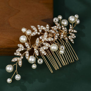 หวีผมไข่มุกทำด้วยมือสไตล์โบฮีเมียนย้อนยุคแฟชั่นเครื่องประดับผมสำหรับเจ้าสาวในงานแต่งงานหวีประดับพลอยเทียมแวววาว - Product Image 4