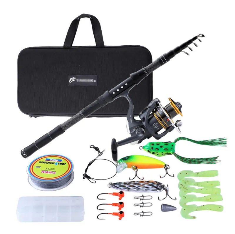 Amazon Hot Sale 2.1m Wholesale Fishing Combo Carbon Rod And Reel Accessories Rod Case Lure Set Freshwater Fishing Kit