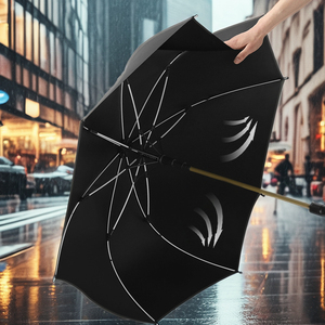 <span class=keywords><strong>Parapluie</strong></span> droit automatique à 8 os pour hommes d'affaires pour adultes avec impression de logo personnalisé Parasol en caoutchouc noir avec poignée incurvée Impression UV - Product Image 1