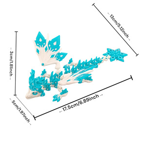 Creative 3D Printed Plastic Dragon Toy Model Cute Little Snowflake Movable Joints Popular Cross-Border Promotional Gift for Ages