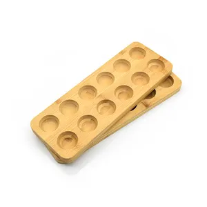 Eco Bamboo Wooden Egg Tray Refrigerator Egg Dispenser Kitchen Storage Holder For 12 Eggs