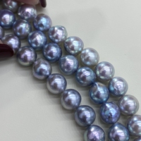 Collier de perles Akoya naturelles argentées, grises et bleues de 6,5-7 mm, provenant d'eau de mer japonaise, bijoux fins populaires