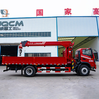 Grue à flèche droite hydraulique Dongfeng 8t avec benne de chargement, grue de camionnette certifiée CE