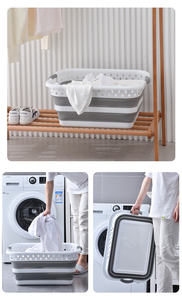 Space Saving Pop up <strong>Small</strong> Folding Storage Container Plastic Collapsible Laundry <strong>Basket</strong> Foldable Laundry <strong>Basket</strong> with <strong>Handle</strong> - Product Image 6
