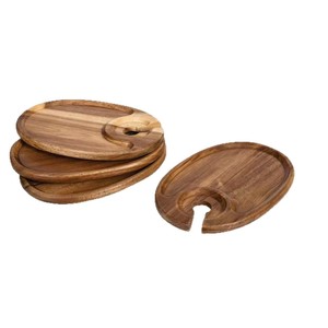 Plateau de service en bois Mu Yujia avec porte-verres à vin, forme irrégulière, multifonctionnel, pour la maison, les fêtes, les desserts - Product Image 5