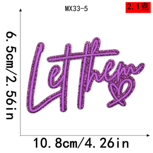 Patchs brodés 3D petits et colorés à paillettes et sequins, motifs 'Wifey Beach Pool Bum Letters Coquette', thermocollants pour T-shirts, Chapeaux, Sacs - Product Image 6