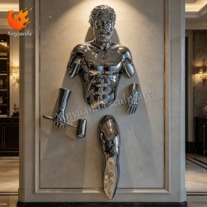 Escultura Decorativa Abstracta de Fibra de Vidrio, Estatua de Figura Femenina Electrochapada de Medio Cuerpo para Decoración de Paredes de Hoteles de Lujo - Product Image 6