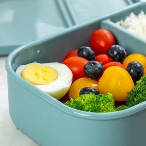 Lonchera de Silicona para el Hogar, Contenedor de Almacenamiento de Alimentos con 2 Compartimentos, Lonchera Bento de Silicona de Grado Alimenticio con Tapa - Product Image 2