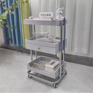 Three Tier Beauty Salon Trolley Stainless Beauty Salon Home Makeup Tattoo Locker Salon Rolling Storage Trolley With Drawers - Product Image 4