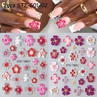 Autocollants 5D en relief pour ongles, motifs fleurs d'orchidée, pétales floraux, adhésifs en gel, décorations pour ongles, accessoires de manucure DIY