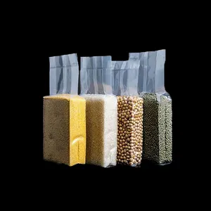 Fabrika satış özelleştirilebilir pirinç çuvalı düz alt yan köşebent plastik gıda sınıfı vakum 5kg pirinç paketleme torbası
