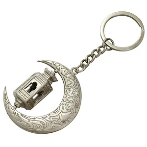 Kustom bentuk huruf Enamel bulat gantungan kunci logam berputar Porte Cle gantungan kunci dengan merek toko Logo