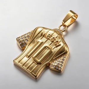 Pendentif Maillot de Football en Acier Inoxydable Plaqué Or 18K, Breloque Tendance Unisexe pour Fans, Collier Sportif - Product Image 2