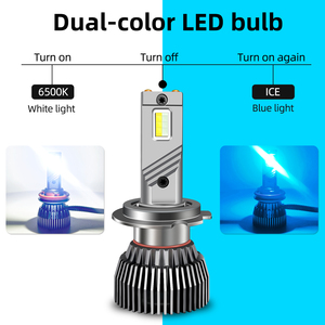 고광도 120W 듀얼 컬러 LED 자동차 헤드라이트 H1 H7 9005 9006 H7 아이스 블루 화이트 방열 팬 쿨링 범용 교체품 - Product Image 1