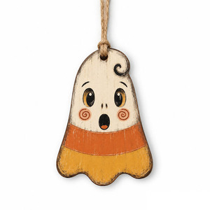 Ensemble d'ornements suspendus en <span class=keywords><strong>bois</strong></span> pour Halloween, décoration fantôme et citrouille, cadeau créatif pour Halloween, idéal pour les amateurs de décoration, parfait pour les fêtes d'inauguration et les anniversaires - Product Image 6