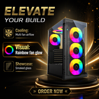 Boîtier PC Gamer ATX Mid-Tower avec panneau latéral en verre trempé, compatible ventilateurs RGB, châssis de bureau avec ports USB frontaux