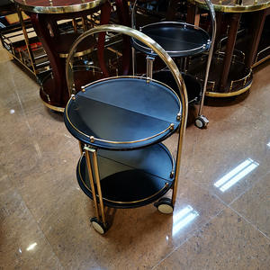 รถเข็นสแตนเลสแบบพกพาพับได้สองชั้นสำหรับโรงแรมร้านอาหาร - Product Image 4