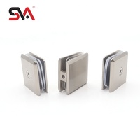 Ensemble de charnières à pince pivotante pour porte de douche en verre à 90 degrés, en laiton massif biseauté, finition nickel brossé CRL SVA-9006