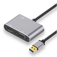 4k USB 3.0 转 VGA 高清电视适配器转换器支持 HDTV VGA 同步输出，兼容 Windows 7/8/10