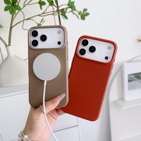 Coque de téléphone portable en silicone liquide magnétique de haute qualité, couleur unie, pour iPhone 17 16 15 Pro Max, antichoc, finition mate