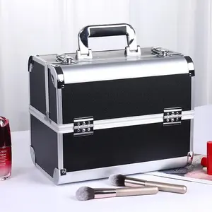 professionelle schminkausrüstung tragbar reise tragende schminkausrüstung aluminium-box kosmetik-waschtisch