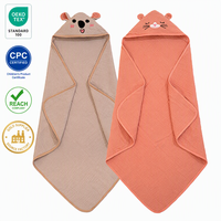 Serviette de Bain Bébé à Capuche en Coton Mousseline Imprimé Dessin Animé 31,5x31,5 Pouces, Vente Directe Usine OEM ODM, pour Acheteurs en Gros et Importateurs, Certifiées CPC OEKO-TEX REACH