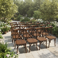 Chaise de salle à manger commerciale d'extérieur moderne en bois massif à dossier croisé pour restaurant, hôtel, café, mariage, banquet, empilable, modèle Cross X Back