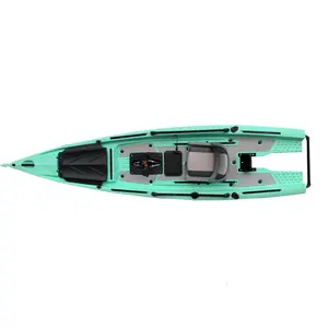 Zéro kayak solo skiff bateaux en polyéthylène rotomoulé canoë de pêche en plastique/kayak avec moteur électrique hélice aileron pédale d'entraînement