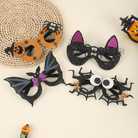 Masque créatif en cuir PU drôle de citrouille et d'araignée pour Halloween, accessoires photo pour costume de démon de petite fille, idéal pour les fêtes et rassemblements