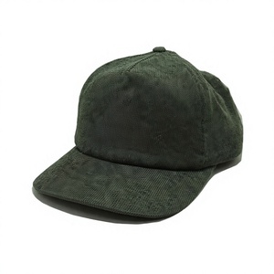Wholesale Blank Custom Logo Corduroy Hat Olive Green Unstructured 5 Panel Mid Profile <b>Plain</b> Baseball <b>Cap</b> for Embroidery - Product Image 1