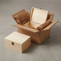 Boîte en bois de pin brut Landy avec couvercle à charnières, pour loisirs créatifs, rangement de souvenirs, emballage cadeau en bois naturel, vente en gros