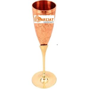 PARIJAT Handicraft Elegant Gold Wine Goblet Embossed <b>Plastic</b> and Pottery Cocktail Glass <b>Drinkware</b> Set - Product Image 1