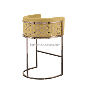Silla de Bar de Metal moderna de alta calidad, taburete alto de cuero con respaldo de panal, sillas de mostrador de cafetería - Product Image 5