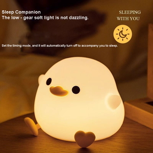 Lampe de nuit LED canard moderne pour nouveau-né pépinière bébé sûr Silicone souple contrôle tactile alimenté par batterie <span class=keywords><strong>veilleuse</strong></span> - Product Image 6