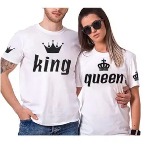 Camiseta king e queen personalizada casal para homens e mulheres