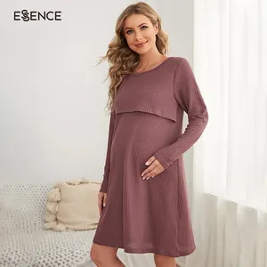 와플 니트 드레스 여름 출산 착용 모유 수유 임신 캐주얼 드레스