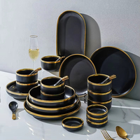 Ensemble de vaisselle Creamic de logo personnalisé écologique doré de différentes couleurs et brillant pour les ensembles de dîner en céramique imprimés
