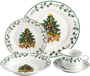 Заводская поставка 30 шт. фарфоровые столовые наборы/наборы посуды для 6 человек с рождественским дизайном