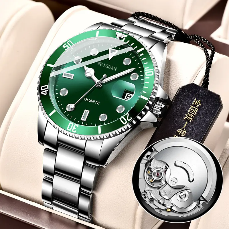 Dropshipping automatic men's mechanical watch green water ghost calendar night light business watch for man