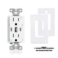 Prise murale LEISHEN 15A 125V double avec auto-test, chargeur secteur 2 ports USB-C à charge rapide et 3 prises de courant
