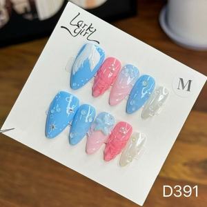 <span class=keywords><strong>Uñas</strong></span> Postizas TSZS Medianas Almendradas de <span class=keywords><strong>Verano</strong></span> con Flores 3D Talladas a Mano, Estilo Francés, Diseño de Concha Marina, <span class=keywords><strong>Uñas</strong></span> Acrílicas - Product Image 6