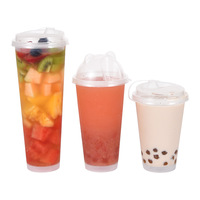 Tasses à bulles en plastique Boba Milktea avec couvercle Logo personnalisé transparent PP alimentaire PET boisson collation tasse avec couvercle aveugle et paille OEM/ODM