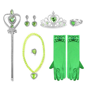 Costume de princesse d'Halloween pour filles, couronne, baguette magique, robe de <span class=keywords><strong>fée</strong></span> verte pour fête de filles, costume d'elfe Tinker Bell - Product Image 6