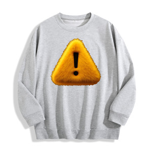 Felpa girocollo con grafica di segnale di avvertimento giallo in peluche, magazzino USA, 6 colori, design personalizzabile - Product Image 3
